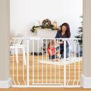 Extra Wide Baby Gate Extra Tall Dog Gate for Stairs Doorways White Metal Tension Child Pet Safety Gates with Pressure Mount 38.5-43.5 Inch Wide by TinyTreasures Baby Boutique