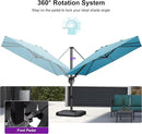 PURPLE LEAF 8.8' X 8.8' Right-left Tilt Patio Umbrella with Base Outdoor Cantilever Swivel Square Umbrella with Tilt Aluminum Offset Umbrella with 360-degree Rotation for Garden Deck Pool Patio Turquoise Blue by GreenHaven Gardens