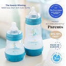MAM 9oz Easy Start Anti-Colic Baby Bottles, Medium Flow with Bonus Fast Flow Nipple, Breastfeeding-Like Silicone, Reduces Colic and Gas, Easy-to-Clean, BPA-Free, 2 Plus Months by TinyTreasures Baby Boutique