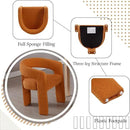 Orange Sherpa Dining Chairs Set of 2, Modern Barrel Dining Room Chairs Upholstered Faux Fur Accent Chair with Arms and Round Back for Living Room Kitchen Armchair No Assembly Needed by CozyNest Decor