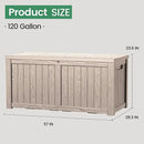 120 Outdoor Storage Box, Waterproof Resin Deck Box for Indoor & Outdoor Use, Lockable Storage Bench with Piston Hinge, Storage Bin for Patio Cushions, Garden Tools, Package Delivery, Grey by CozyNest Decor