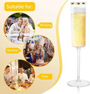 Ciaell 24 Pack Plastic Champagne Flutes - 6Oz Gold Rim Disposable Champagne Glasses - Square Clear Plastic Toasting Glasses for Party Birthday Anniversary Wedding by CozyNest Decor
