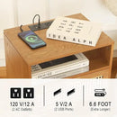 MaxSmeo Mid Century Modern Nightstand with Charging Station, Bedside Tables with Rattan Drawer, Small Wood Nightstand Side Table for Living Room,Bedroom (Brown) by CozyNest Decor