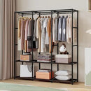 SORCEDAS Portable Closet Wardrobe Storage Organizer Metal Hanging Rack Non-Woven Fabric 50 Inch (Coffee) by CozyNest Decor