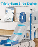 Babytronic Toddler Slide Set, 8 in 1 Kids Slide, Indoor Outdoor Slide for Toddlers Age 1-3, Toddler Playset with Basketball Hoop and Tunnel, Toddler Indoor Outdoor Playground, Blue&Grey by TinyTreasures Baby Boutique