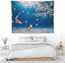 Japanese Koi Fish Tapestry, Cherry Blossoms Asian Oriental Blue Floral Branch Koi Fish Carp Tapestries Wall Hanging for Bedroom Living Room Office Decor 80"x60" by CozyNest Decor