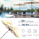 10FT Solar Umbrella 32 LED Lighted Patio Umbrella Table Market Umbrella w/Tilt and Crank, UV-Resistant Outdoor Umbrella for Pool, Garden, Deck, Beige by GreenHaven Gardens