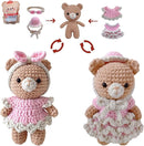 LoopMap Crochet Kit for Beginners - DIY Amigurumi Bear with Removable Dress & Accessories, Step-by-Step Video Tutorials, Extra Yarn, Crochet Tools, Handmade Gift for Kids & Adults(Bear-Pink) by TinyTreasures Baby Boutique