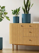 LE TAUCI Ceramic Plant Pots Indoor, 10 Inch 8 Inch 6 Inch Planters for Indoor Plants, Mid-Century Modern Flower Pots with Drainage Hole, Cylinder Round Planter Pots, Set of 3, Reactive Glaze Blue by GreenHaven Gardens
