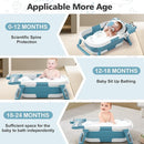 Collapsible Baby Bathtub for Newborn, Foldable Baby Bath Tub with Thermometer & Soft Floating Cushion & Drain Hole, Portable Travel Infant Bath Tubs for Newborns to Toddler 0-36 Months Girl, Blue by TinyTreasures Baby Boutique