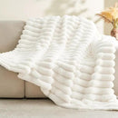 BEDELITE Faux Fur Throw Blanket for Couch, Soft and Cozy Luxurious 3D Striped Fluffy Blanket, 770GSM Thick Warm Plush Fuzzy Faux Rabbit Fur Blanket for Women Gift (Cream, 60"x 80") by CozyNest Decor