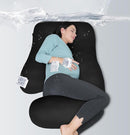 MOON PARK Pregnancy Pillows for Sleeping - U Shaped Full Body Maternity Pillow with Removable Cover - Support for Back, Legs, Belly, HIPS - 65 Inch - Black - Cooling Cover by TinyTreasures Baby Boutique