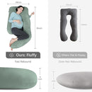 MOON PARK Pregnancy Pillows for Sleeping - U Shaped Full Body Maternity Pillow with Removable Cover - Support for Back, Legs, Belly, HIPS - 65 Inch - Green by TinyTreasures Baby Boutique
