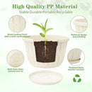 Quarut 14 Inch Plastic-Flower-Pot-for-Indoor-Plants, 4 Pack Large Outdoor Planter Pot with Drainage Holes & Saucers, Resin Decorative Garden Pots Planters（White） by CozyNest Decor