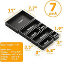 SpaceAid 7-Piece Bamboo Drawer Organizer Storage Boxes Set, Wood Tray Junk Drawer Organizers Multi-Use Divider Bins for Kitchen, Bathroom, Office Desk and Makeup Organization (7 Pack, Black) by CozyNest Decor