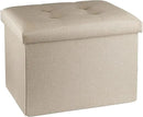 ALASDO Storage Ottoman Footrest Stool Small Ottoman with Storage Foldable Ottoman Foot Rest Footstool Bench for Living Room 17x13x13inches Beige by CozyNest Decor