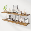 55" Floating Shelves for Wall, 12" Deep Slim Rustic Brown Floating Shelves, Wall-Mounted Shelves for Bedroom, Living Room, Kitchen, Bathroom - Set of 2 by CozyNest Decor