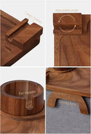 Sofa Arm Tray, Acacia Wood Couch Cup Holder, Portable Large Sofa Armrest Tray Anti-Spill Beverage Snack Remote Holder by CozyNest Decor