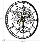 Tree of Life Wall Clock – Elegant 24-Inch Oversized Metal Farmhouse Decor for Living Room, Modern Battery Operated Wall Clock with Silent Operation by CozyNest Decor