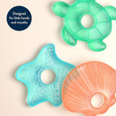 Itzy Ritzy Water-Filled Teethers - Cold Cutie Coolers Textured On Both Sides to Massage Sore Gums & Emerging Teeth - Can Be Chilled in Refrigerator, Set of 3 Seaside Water Teethers by TinyTreasures Baby Boutique