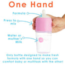 PopYum 9 oz Pink Anti-Colic Formula Making/Mixing/Dispenser Baby Bottles, 2-Pack with