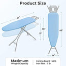 Yaheetech Foldable Ironing Board, Heavy Duty Iron Board with 9 Adjustable Heights, 4 Layer Cover and Safety Iron Rest, 52X14 Compact and Space Save Iron Board for Home Laundry Room Use, Blue by CozyNest Decor