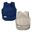 Tiny Twinkle Mess Proof Apron Bibs - 2 Pack Waterproof & Lightweight Baby Bibs for Led Weaning | 100% Recycled Polyester, Easy Clean & Machine Washable (Grey Indigo,Small 6-24 Months) by TinyTreasures Baby Boutique