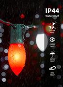 C9 LED Christmas Lights Outdoor, 50 Feet String with 50 Shatterproof Matte Bulbs, Connectable Waterproof Tree Lights for Holiday Roofline Backyard Garden Decor, Red & Pure White by GreenHaven Gardens