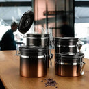 malmo Coffee Canister, Airtight Coffee Container with Date Tracker Lid, Stainless Steel Canister for Kitchen Food Storage (Black-Copper, 22oz) by CozyNest Decor