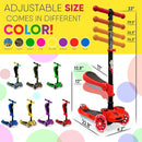 Hurtle 3-Wheeled Scooter for Kids - Wheel LED Lights, Adjustable Lean-to-Steer Handlebar, and Foldable Seat - Sit or Stand Ride with Brake for Boys and Girls Ages 1-14 Years Old by TinyTreasures Baby Boutique