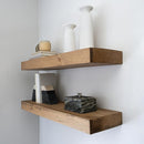 Modern Floating Shelves 3 Inches Thick for Wall, Wide Shelves for Kitchen, Living Room, Bedroom, and Bathroom, Natural Pine Wood, Rustic Wooden Shelf, (Set of 2) (Aged Oak, 48Lx3Hx8D)