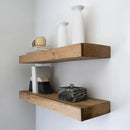 Modern Floating Shelves 3 Inches Thick for Wall, Wide Shelves for Kitchen, Living Room, Bedroom, and Bathroom, Natural Pine Wood, Rustic Wooden Shelf, (Set of 2) (Aged Oak, 24Lx3Hx6D) by CozyNest Decor