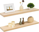 Fun Memories 36 Inch Floating Shelves for Wall, Deep Rustic Solid Pine Wood Wall Shelves for Storage - Farmhouse Wall Mounted with Heavy-Duty Metal Bracket, 36" W x 8" D, Set of 2,Unfinished by CozyNest Decor