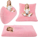 COMAX 3-in-1 Bean Bag Chair for Kids, Toddler Beanbag Bed, Convertible Child Floor Lounger, Floor Mattress with Filler for Girl Boy Sleeping Reading, Pink by TinyTreasures Baby Boutique