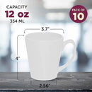 DISCOUNT PROMOS Glossy Ceramic Latte Coffee Mug 12 oz. Set of 10, Bulk Pack - Perfect for Tea, Espresso, Cappuccino, Hot Cocoa - White by CozyNest Decor