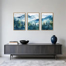 Celestdeco Blue Ridge Mountains Forest Framed Canvas Wall Art Set, Natural Landscape Wall Decor, Green Pine Trees Wall Painting, Woodland Artworks for Living Room, Bedroom, Dining Room - 24"x36"x3 by CozyNest Decor