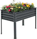 Land Guard Galvanized Raised Garden Bed with Legs, 48×24×32in Large Metal Elevated Raised Planter Box with Drainage Holes for Backyard, Patio, Balcony, 400lb Capacity(Grey)…… by CozyNest Decor