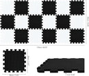 qqpp EVA Rubber 18 Tiles Interlocking Puzzle Foam Floor Mats - Baby Play Mat for Playing | Exercise Mat for Home Workout. White, Black. QC-ADb18N by TinyTreasures Baby Boutique