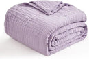 EMME Cotton Throw Blanket for Couch Soft Muslin Blankets 50"x60" Lightweight Breathable Blanket All Season Gauze Blanket, Lavender by CozyNest Decor