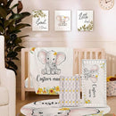 Personalized Nursery Crib Bedding Set: Yellow Floral Custom Name 5 Piece Baby Crib Sets with Elephant Theme - Toddler Double Layer Blanket Set, Comfortable Crib Bed Sheets for Baby Grils by TinyTreasures Baby Boutique