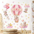Tanlaby Pink Hot Air Balloon Wall Stickers Cartoon Bear Rabbit Stars Heart Wall Decals Peel and Stick Art Decor for Girls Bedroom Baby Nursery Kids Playroom Classroom by TinyTreasures Baby Boutique