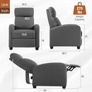 BestMassage | Recliner Chair | No Massage Function | Textile Grey | with Lumbar Support, Adjustable Push Back, Wide Armrests, Footrest & Padded Seat | Easy Assembly | for Living Room, Home Theatre by CozyNest Decor