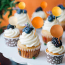 75 Pieces Cake Balls Topper Decorations Foam Cupcake Topper Mini Balloon Cake Topper Balls Cake Picks for Cake Deco Birthday Party Wedding（Orange Khaki Series） by TinyTreasures Baby Boutique