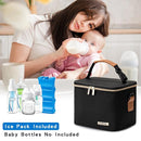 Breastmilk Cooler Bag with Ice Pack Fits 6 Baby Bottles Up to 5 Ounce, Baby Bottle Bag with Shoulder Strap for Nursing Mom Daycare-Black by TinyTreasures Baby Boutique