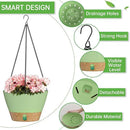 ZMTECH 8 Inch Hanging Planters for Indoor Plants, Hanging Baskets for Plants Outdoor with Visible Water Level, Hanging Flower Pots with Drainage Holes & Removable Tray(2 Pack, Green) by CozyNest Decor