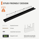Solid Ash Wood Picture Ledge Shelf, Floating Shelves Set of 2, 56 Inch Long Large Ledge Shelves, Nursery Book Shelves Wall Mounted for Living Room Bedroom Kitchen Decor Kids Bookshelf, Black by TinyTreasures Baby Boutique