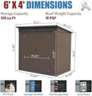 Domi Outdoor Storage Shed 6' x 4.5’, Metal Garden Shed with Galvanized Steel Frame for Bike, Tools, Lawn Mowers, Pool Toys, Outdoor Storage Cabinet with Lockable Door for Garden Lawn Patio (Brown)