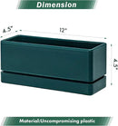 D'vine Dev 12 Inch Window Box Planter, Rectangle Plastic Herb Planter with Drainage Holes and Saucer, Indoor Succulent Cactus Vegetable Pot for Windowsill, Garden Balcony, Green, Set of 1, 76-X-C-1 by GreenHaven Gardens