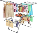 Clothes Drying Rack, Foldable 2-Level Laundry Racks for Drying Clothes Rack,Stainless Steel Drying Rack Clothing Collapsible for Indoor Outdoor,with Height-Adjustable Wings,33 Drying Rails,Gray by CozyNest Decor