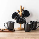 vicrays Coffee Mug Set, 12 Ounce, Ceramic Mug for Men, Women, Unique Glazed Mugs with Handle for Coffee, Tea, Milk, Cocoa, Cereal - Set of 6 Black by CozyNest Decor